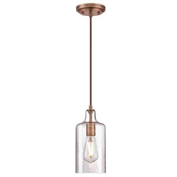 Westinghouse Pendant 60W Mini Carmen Washed Copper Clear, Textured Glass 6371500 - main